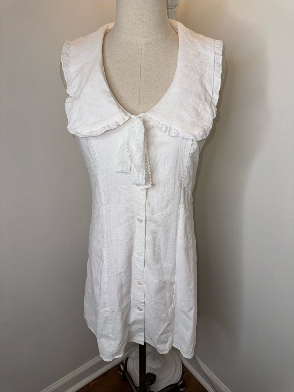Reformation Poeselle Women’s M Soraya Linen White Peter Pan Collar Mini Dress
